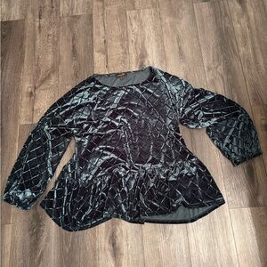 Suzanne Betro Hunter Green Velveteen top